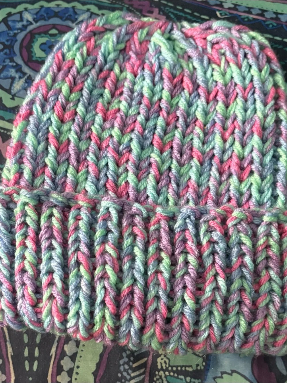 Multicolor Knit Beanie Hat